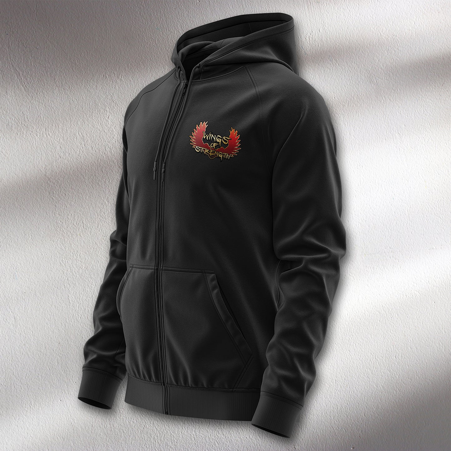 WOS Embroidered Full Zip Black Hoodie