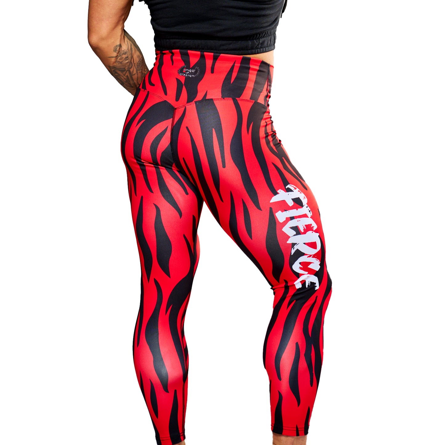 Wings of Strength Fierce Leggings with Flame pattern